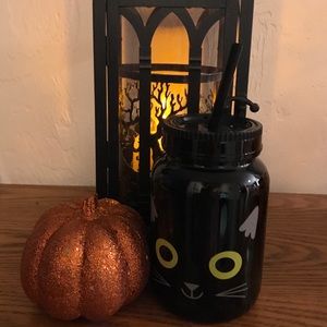 Halloween Black Cat plastic mason jar 22oz